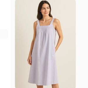 Eileen Fisher Cotton Square Neck Sleeveless Dress Pockets Sz L Lagenlook Mature